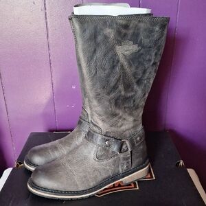 Harley-Davidson Women's Distressed Gray Leather Riding Boots